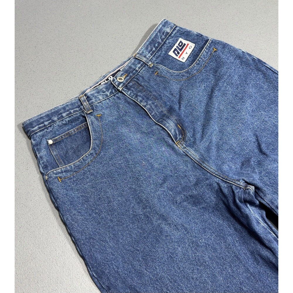 DLO NYC Mens Baggy Wide Leg Jeans 38x34 Vintage 90s Urban Streetwear Blue Denim